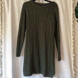 Army green fall sweater dress
